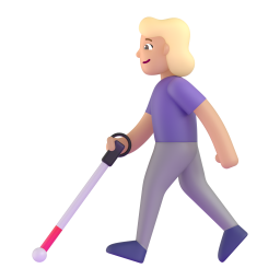 woman with white cane: medium-light skin tone β Fluent 3D